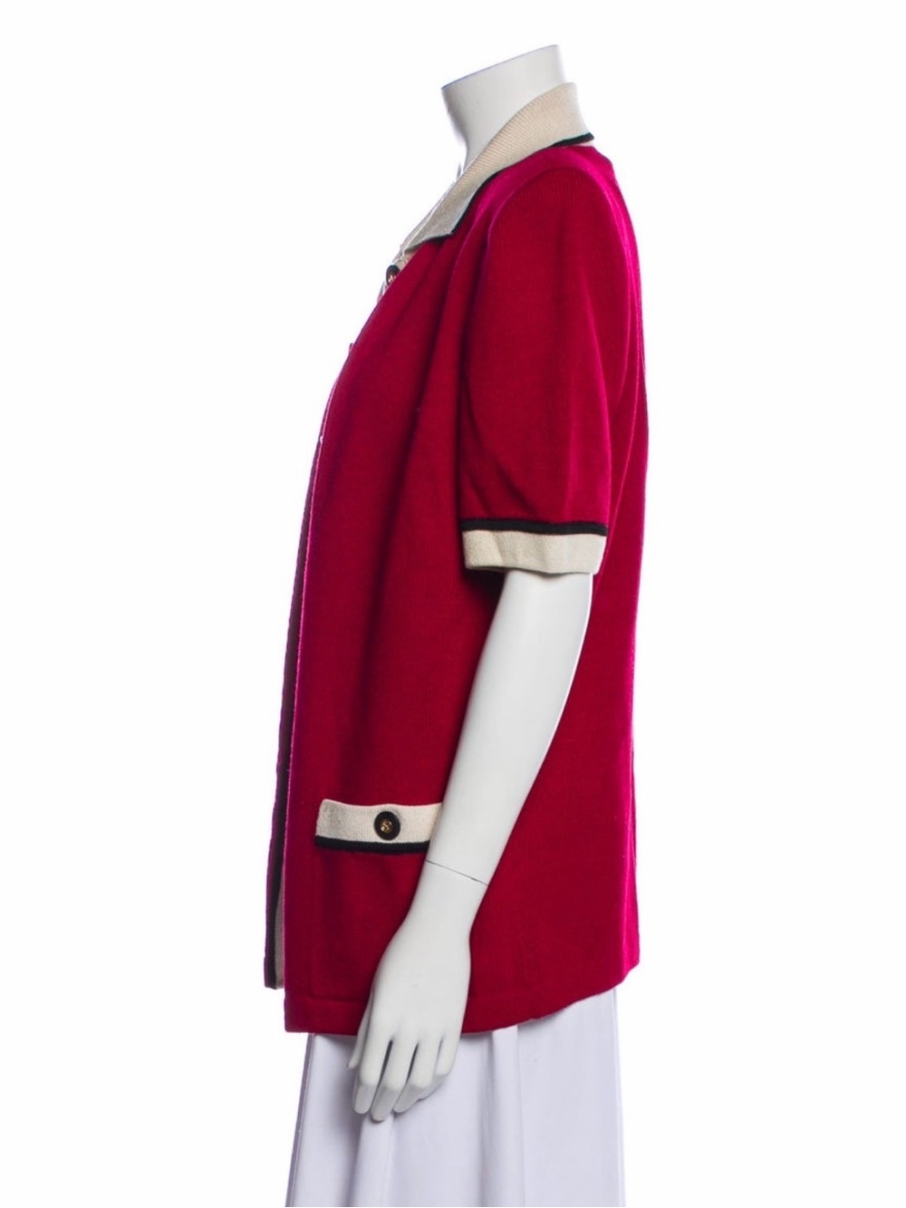 St. John Collection Red Short-Sleeve Knit Cream and Black Piping Set – Sz. M - Picture 4 of 5
